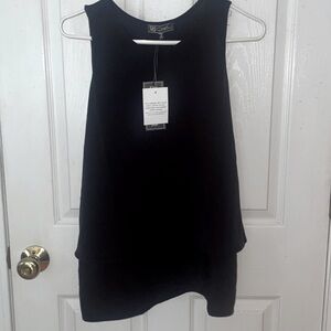 DG2 NEW with tags By Diane Gilman elegant black Sleeveless Tunic Tank Women's S